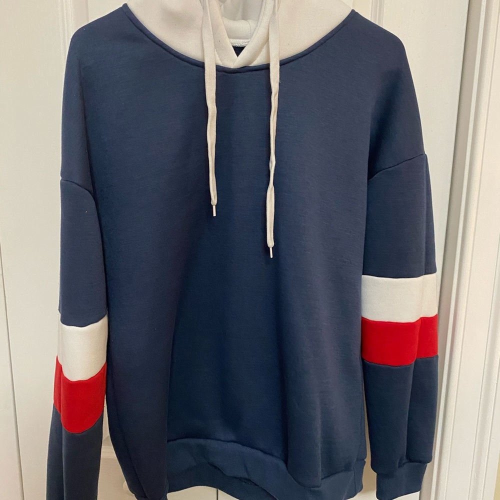 striped sleeve hoodie